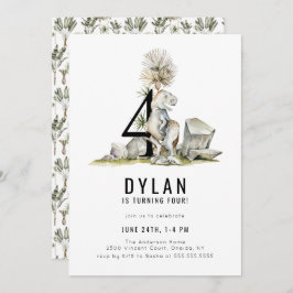 恐竜テーマ4th誕生日パーティー 招待状