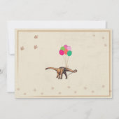 恐竜ディグバースデーパーティーTレックスディノピンク招待状 招待状 (裏面)