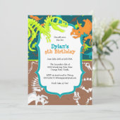 恐竜ディグ誕生日パーティーの招待 招待状 (スタンド正面)