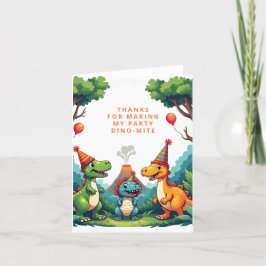 恐竜ディノの誕生日パーティー　折りたたみ式サンキューカード サンキューカード