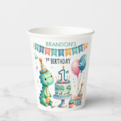 恐竜ディノの1歳誕生日パーティー 紙コップ (裏面)
