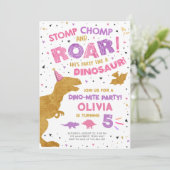 恐竜ディノディグガールTレックス誕生日パーティー 招待状 (スタンド正面)