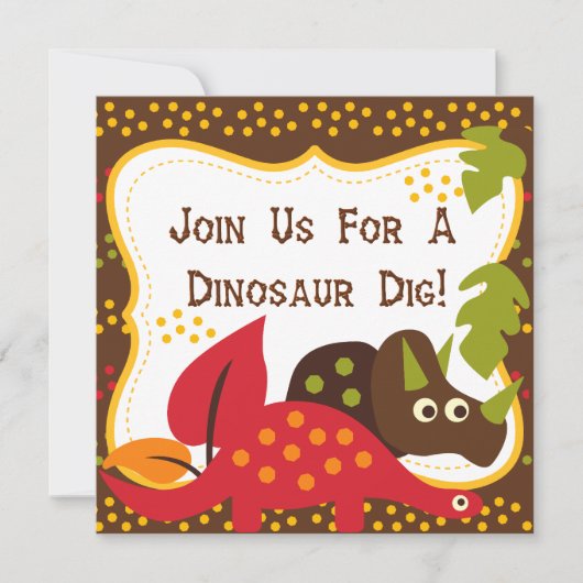 恐竜ディノディグ誕生日招待状 招待状 (正面)
