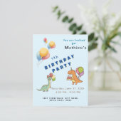 恐竜ディノパーティー 子供の誕生日 青 おかしい 招待状 (スタンド正面)