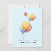 恐竜ディノパーティー 子供の誕生日 青 おかしい 招待状 (裏面)