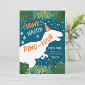 恐竜ディノフォー RAWR 4歳の誕生日 招待状 (スタンド正面)