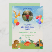 恐竜ディノ誕生日招待状 招待状 (正面/裏面)