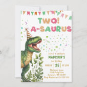 恐竜トゥーアサウルスの2歳の誕生日パーティー 招待状 (正面)