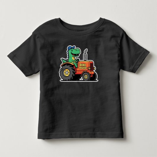 恐竜トラクター ダイノパワー おもしろデザイン トドラーTシャツ (正面)