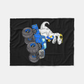 恐竜トラック世界ダウン症候群デイボーイズ フリースブランケット (正面(横))