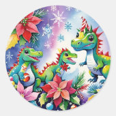 恐竜トリオクリスマスTレックス ラウンドシール (正面)