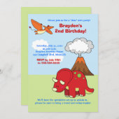 恐竜トリケラトプスカスタム誕生日招待状 招待状 (正面/裏面)
