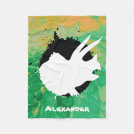 恐竜トリケラトプスグリーンスワール名前をカスタムする フリースブランケット