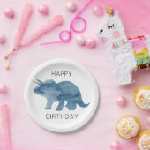 恐竜トリケラトプスハッピーバースデーパーティープレート ペーパープレート (パーティー)