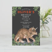 恐竜トリケラトプス子供の誕生日パーティー 招待状 (スタンド正面)