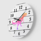 恐竜トレックスピンクデコシプ素朴ラップ ラージ壁時計 (傾斜)