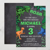 恐竜トレックス ジュラシックボーイ 恐竜誕生日 招待状 (正面/裏面)