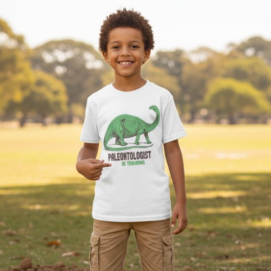 恐竜トレーニング中の古生物学者Tシャツ 子供用 Tシャツ