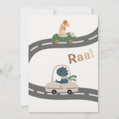 恐竜ドライバパーティー動物子供の誕生日 招待状 (裏面)