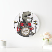 恐竜ドラム遊ズヴィンテージイラストレーション ラージ壁時計 (ホーム)