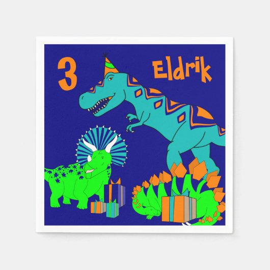 恐竜ナプキン スタンダードカクテルナプキン (正面)