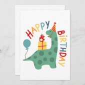 恐竜ハッピーバースデーカー子供へドDinoパーティー 案内状 (正面/裏面)