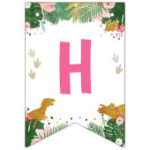 恐竜ハッピーバースデーガールピンク&金ゴールドディノ バンティングフラッグ (第2の旗)