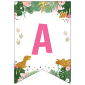 恐竜ハッピーバースデーガールピンク&金ゴールドディノ バンティングフラッグ (第3の旗)