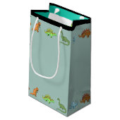 恐竜ハッピーバースデーパーソナライズされたバッグ スモールペーパーバッグ (裏面アングル)
