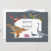 恐竜ハッピーバースデーパーティーカスタム招待状 招待状 (正面/裏面)