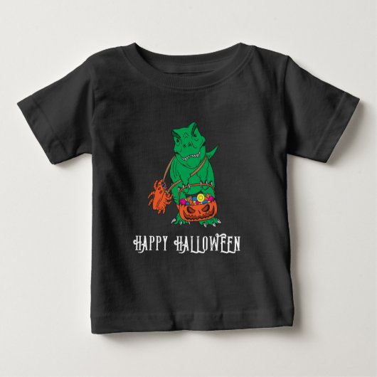 恐竜ハロウィーン秋カスタムパーティー ベビーTシャツ (正面)