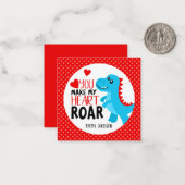 恐竜ハートの雄叫び バレンタインカード 子供用 ノートカード (正面/裏面インサイチュ)