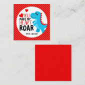 恐竜ハートの雄叫び バレンタインデー キッズ ノートカード (正面/裏面)