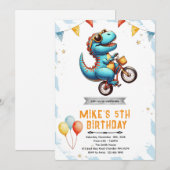 恐竜バイクの誕生日招待状 招待状 (正面/裏面)