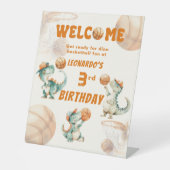 恐竜バスケットボール ディノボーイ バースデー ウェルカム 台座サイン (正面)