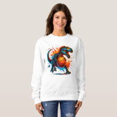 恐竜バスケットボールTシャツ – Tレックススポーツグラフィック スウェットシャツ (正面フル)