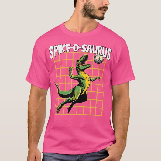 恐竜バレーボール選手ゲームSpikeosaurusボール Tシャツ (正面)