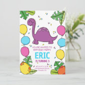 恐竜バースデーパーティー招待状、ジュラシックTレックス 招待状 (スタンド正面)
