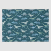 恐竜パターンティール（緑がかった色） 薄葉紙 (正面)