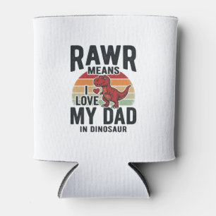 恐竜パパ RAWR レトロTシャツデザイン_1 缶クーラー