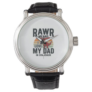 恐竜パパ RAWR レトロTシャツデザイン_1 腕時計