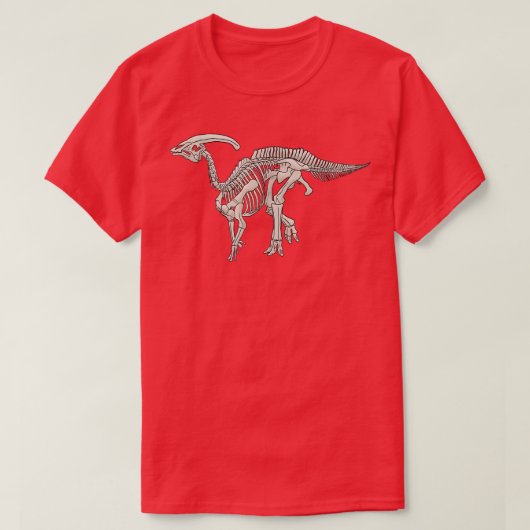 恐竜パラソーロフォス化石骨格Tシャツ Tシャツ (デザイン正面)