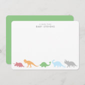 恐竜パレード、ニュートラルカラーパーソナライズされた ノートカード (正面/裏面)