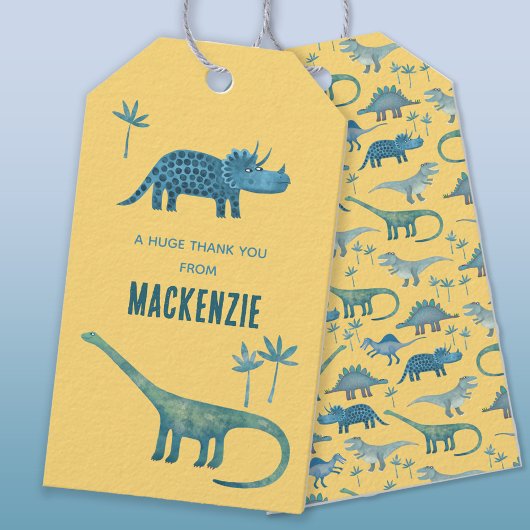 恐竜パーソナライズされたありがとう ギフトタグ