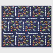 恐竜パーソナライズされたのクリスマスサンタハット型 ラッピングペーパー (フラット)