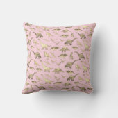 恐竜パーソナライズされたの写真と名前Pink クッション (裏面)