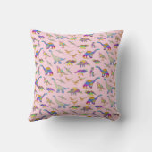 恐竜パーソナライズされたの写真と名前Pink クッション (裏面)