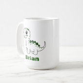 恐竜パーソナライズされたの名おもしろい前 コーヒーマグカップ (正面左)