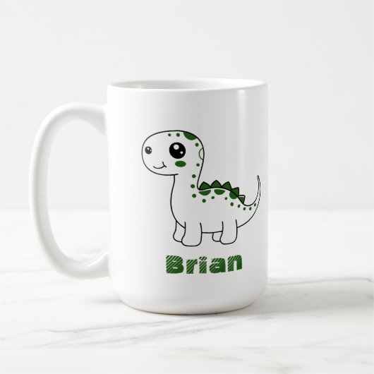 恐竜パーソナライズされたの名おもしろい前 コーヒーマグカップ (左)