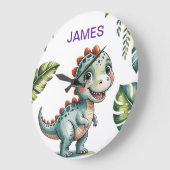 恐竜パーソナライズされたの壁時計 – かわいいジャングルDi ラージ壁時計 (傾斜)